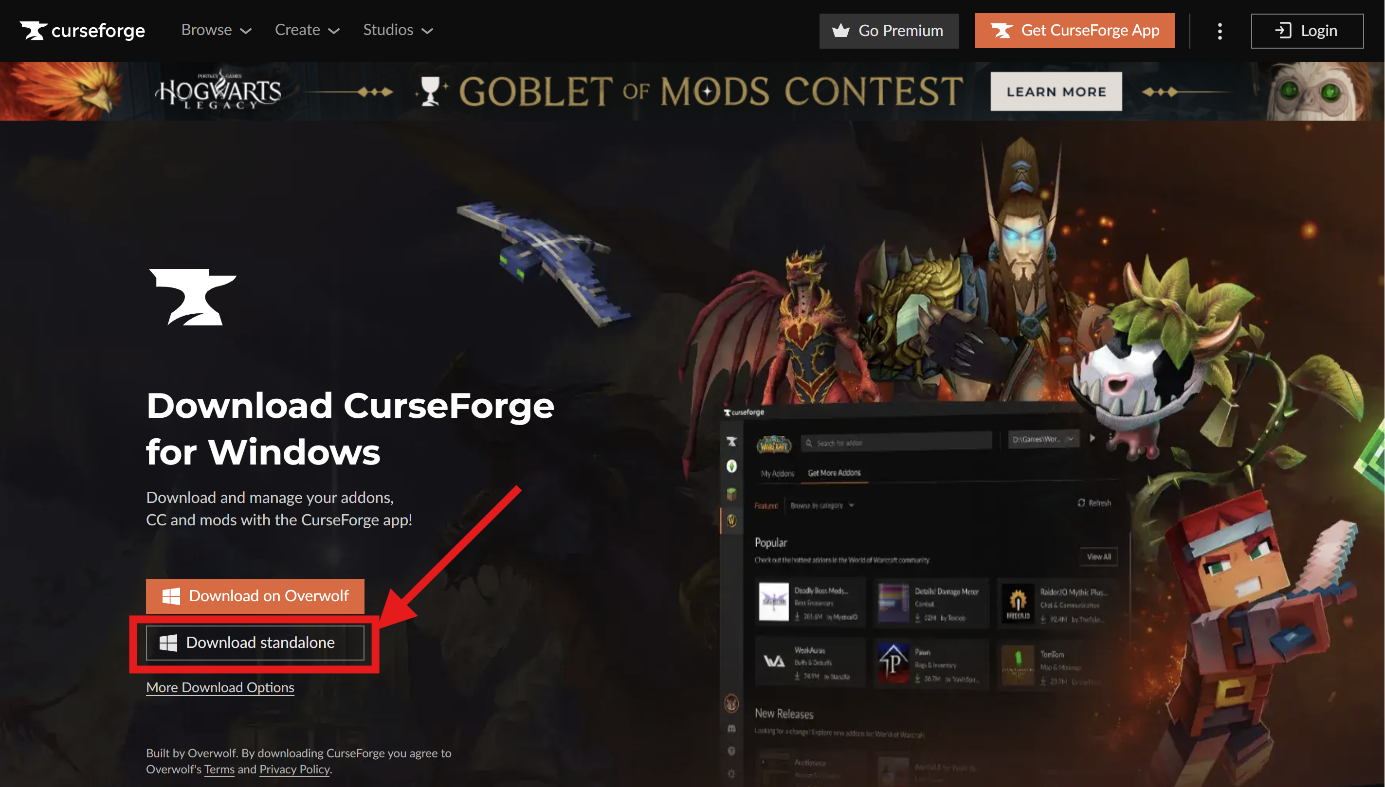 Installation de CurseForge