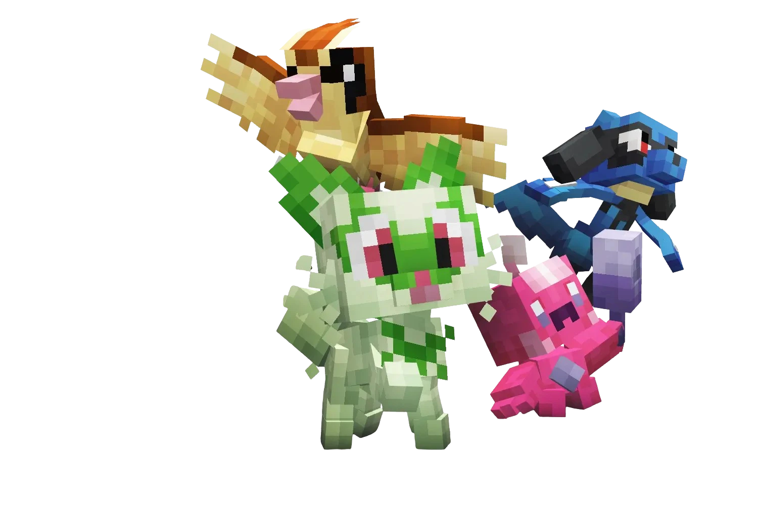 Illustration d'un personnage Minecraft avec Cobblemon