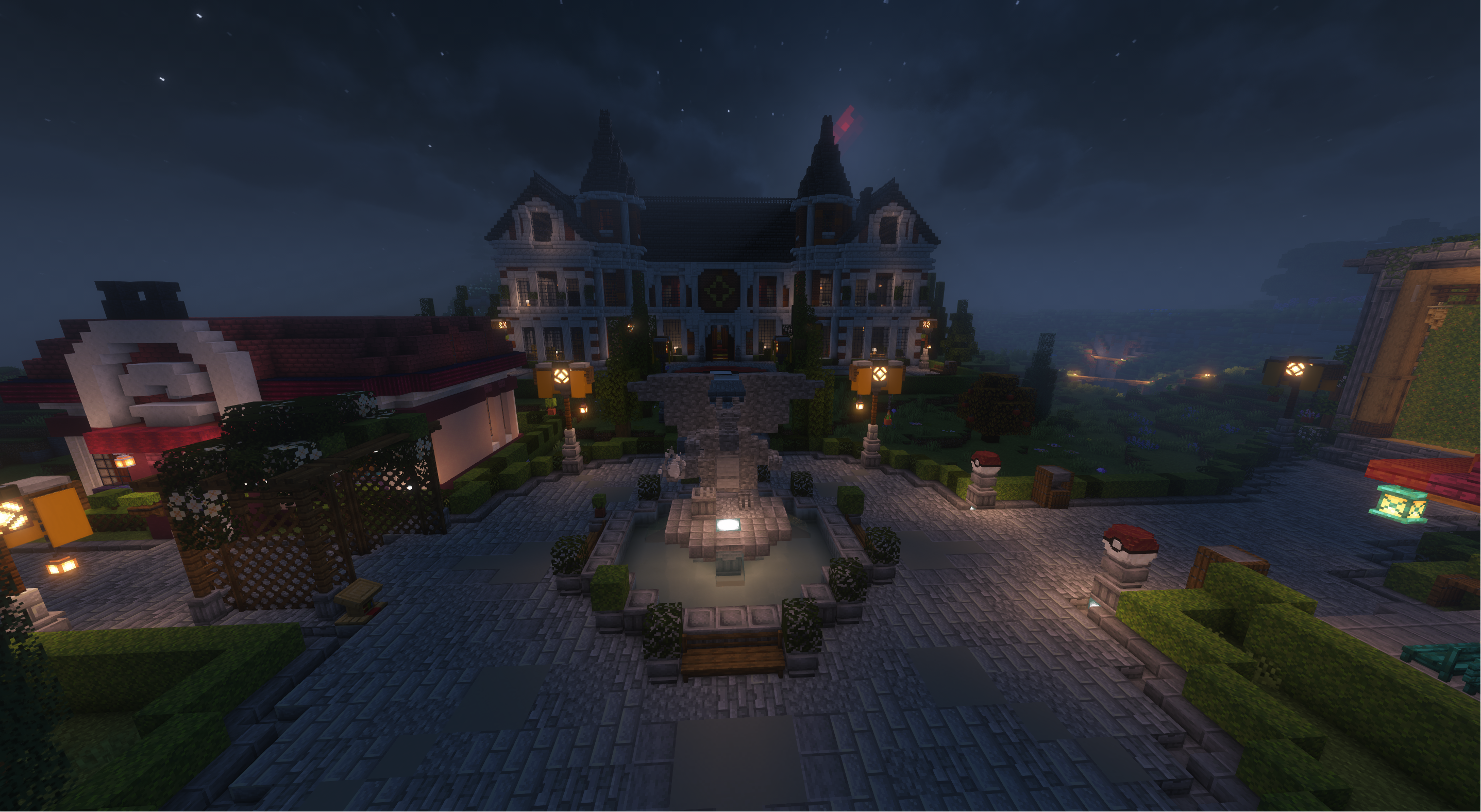 Exemple de paysage Minecraft sur le serveur Cobblemon