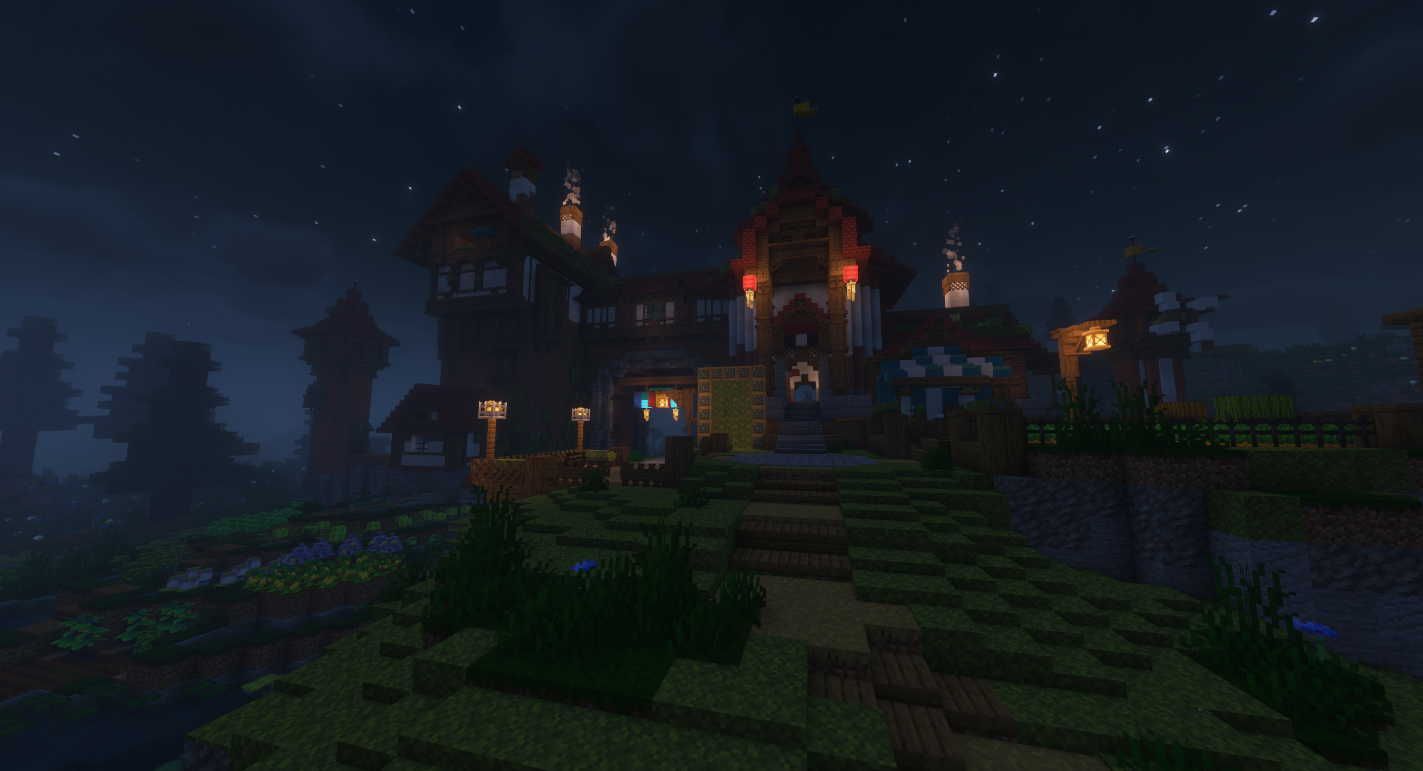 Exemple de paysage Minecraft sur le serveur Cobblemon
